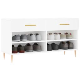 Berkfield Home Shoe Bench White 102x35x55 cm Engineered Wood - Size: 102 x 35 x 55 cm - thumbnail 3
