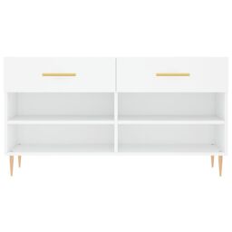 Berkfield Home Shoe Bench White 102x35x55 cm Engineered Wood - Size: 102 x 35 x 55 cm - thumbnail 6