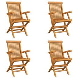Berkfield Home Folding Garden Chairs 4 pcs Solid Teak Wood in Brown