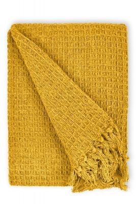 New Edge Blinds Waffle Collection Cotton Throw in Yellow - Size: 127 cm x 152 cm - image 1