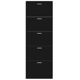 Berkfield Home Shoe Cabinet Black 59x17x169 cm Engineered Wood - Size: 59 x 17 x 169 cm - thumbnail 6