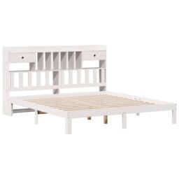 Berkfield Home Bookcase Bed without Mattress White 180x200cm Solid Wood Pine - Size: Super King - thumbnail 3