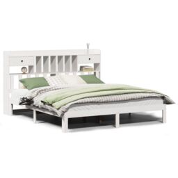 Berkfield Home Bookcase Bed without Mattress White 180x200cm Solid Wood Pine - Size: Super King - thumbnail 2