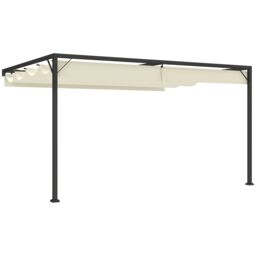 OUTSUNNY 4 x 3(m) Outdoor Pergola Retractable Canopy Wall Mounted, Cream - thumbnail 2