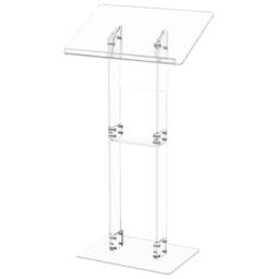 VOGREX Acrylic Podium Stand Free Standing Church Pulpit for Speech Wedding in Clear
