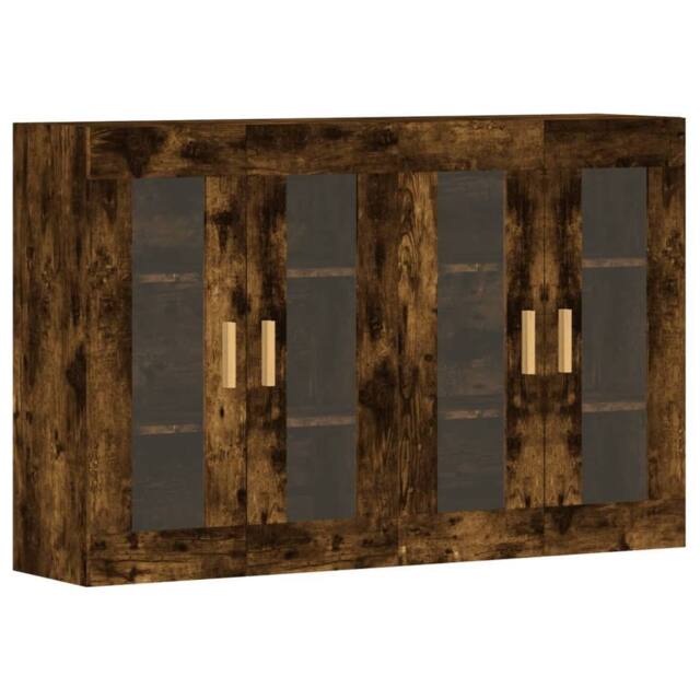 Berkfield Home Wall Mounted Cabinets 2 pcs Smoked Oak Engineered Wood in Brown - image 1