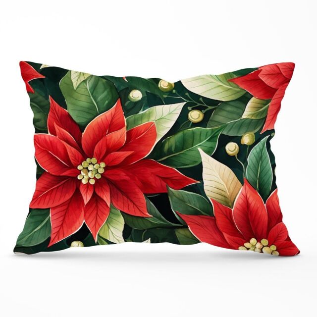 Warren Reed - Designer Poinsetta Watercolour Cushions in Red - Size: 45 cm x 45 cm - image 1