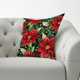 Warren Reed - Designer Poinsetta Watercolour Cushions in Red - Size: 45 cm x 45 cm - thumbnail 2