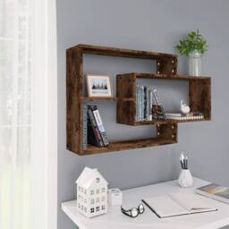 Berkfield Home Wall Shelf Smoked Oak 104x20x58.5 cm Engineered Wood in Brown - thumbnail 2