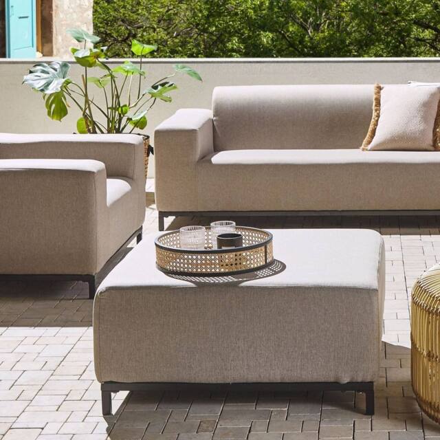 Wyld and Coco Ottoman - Beige Polyester Black Aluminium Legs - image 1