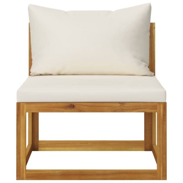 Berkfield Home Beautiful 2 Piece Sofa Set with Cream White Cushions Solid Wood Acacia in Beige - image 1