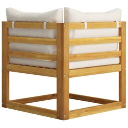 Berkfield Home Beautiful 2 Piece Sofa Set with Cream White Cushions Solid Wood Acacia in Beige - thumbnail 8