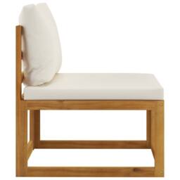 Berkfield Home Beautiful 2 Piece Sofa Set with Cream White Cushions Solid Wood Acacia in Beige - thumbnail 4