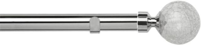 New Edge Blinds 28mm Fixed Length Metal Eyelet Curtain Pole Set - Crash Finial in Metallic Silver - Size: 240 cm - image 1