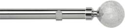 New Edge Blinds 28mm Fixed Length Metal Eyelet Curtain Pole Set - Crash Finial in Metallic Silver - Size: 240 cm