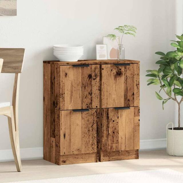 Berkfield Home Sideboards 2 pcs Old Wood 30x30x70 cm Engineered Wood in Brown - Size: 30 x 30 x 70 cm - image 1