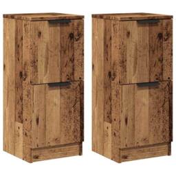 Berkfield Home Sideboards 2 pcs Old Wood 30x30x70 cm Engineered Wood in Brown - Size: 30 x 30 x 70 cm - thumbnail 3