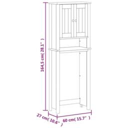 Berkfield Home Over-the-Toilet Storage BERG Black 60x27x164.5 cm Solid Wood - thumbnail 8