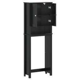 Berkfield Home Over-the-Toilet Storage BERG Black 60x27x164.5 cm Solid Wood - thumbnail 4