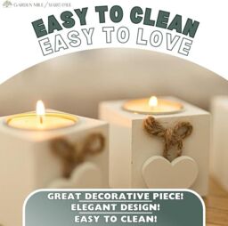 Marco Paul Set of 12 Wooden Heart Tea Light Candle Holders Decorative Home Accessories in White - thumbnail 5