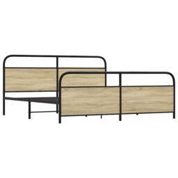Berkfield Home Metal Bed Frame without Mattress Sonoma Oak 180x200 cm Super King in Brown - thumbnail 3