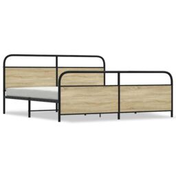 Berkfield Home Metal Bed Frame without Mattress Sonoma Oak 180x200 cm Super King in Brown - thumbnail 2