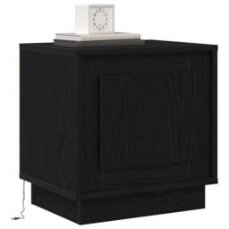 Berkfield Home Modern Bedside Cabinet with LED Lights Black Oak 44x34, 5x45 cm