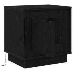 Berkfield Home Modern Bedside Cabinet with LED Lights Black Oak 44x34, 5x45 cm - thumbnail 5