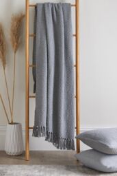 Drift Home 'Hayden' Filled 100% Cotton Basket Weave Cushion in Grey - Size: 43 cm x 43 cm - thumbnail 4