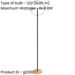 Loops Sleek Brushed Brass & Black LED Floor Lamp for Stylish Indoor - thumbnail 2