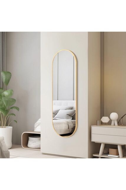 H&O Direct 40cm W x 120cm H Gold Oval Wall Mirror Full Length Mirror - Size: 40 cm W x 120 cm H - image 1
