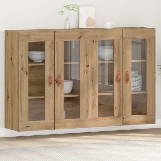 Berkfield Home Wall Mounted Cabinet Set of 2 Artisan Oak Solid Oak Wood in Brown - image 1