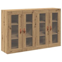 Berkfield Home Wall Mounted Cabinet Set of 2 Artisan Oak Solid Oak Wood in Brown - thumbnail 2