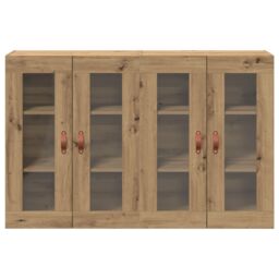 Berkfield Home Wall Mounted Cabinet Set of 2 Artisan Oak Solid Oak Wood in Brown - thumbnail 6