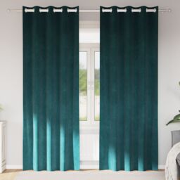 Berkfield Home Blackout Curtains with Eyelets 2 pcs Dark Green Velvet