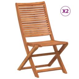 Berkfield Home Beautiful Folding Garden Chairs 2 pcs Solid Wood Acacia in Brown - thumbnail 3