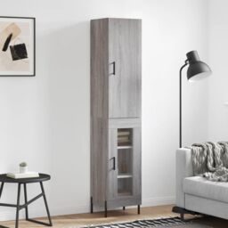 Berkfield Home Highboard Grey Sonoma 34.5x34x180 cm Engineered Wood - thumbnail 1