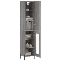 Berkfield Home Highboard Grey Sonoma 34.5x34x180 cm Engineered Wood - thumbnail 3