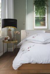 The Lyndon Company Cherry Blossom Teal Cotton Duvet Set with Embroidered in White - Size: Single - thumbnail 3