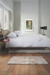 The Lyndon Company Cherry Blossom Teal Cotton Duvet Set with Embroidered in White - Size: Single - thumbnail 2