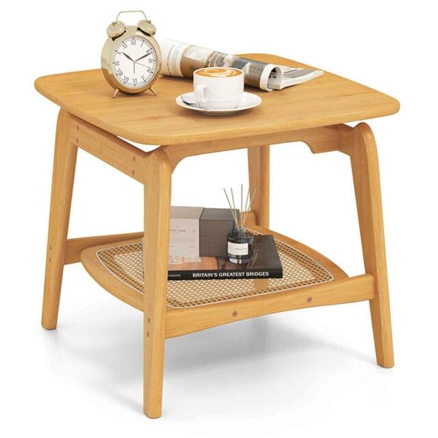 VOGREX Natural Bamboo Rattan Side Table - image 1