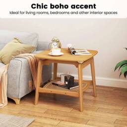 VOGREX Natural Bamboo Rattan Side Table - thumbnail 2