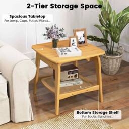 VOGREX Natural Bamboo Rattan Side Table - thumbnail 4