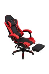 Living and Home High Back Gaming Office Chair with Footrest in Red - thumbnail 6