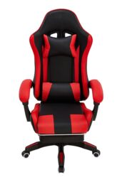 Living and Home High Back Gaming Office Chair with Footrest in Red - thumbnail 3