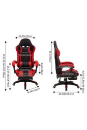 Living and Home High Back Gaming Office Chair with Footrest in Red - thumbnail 9