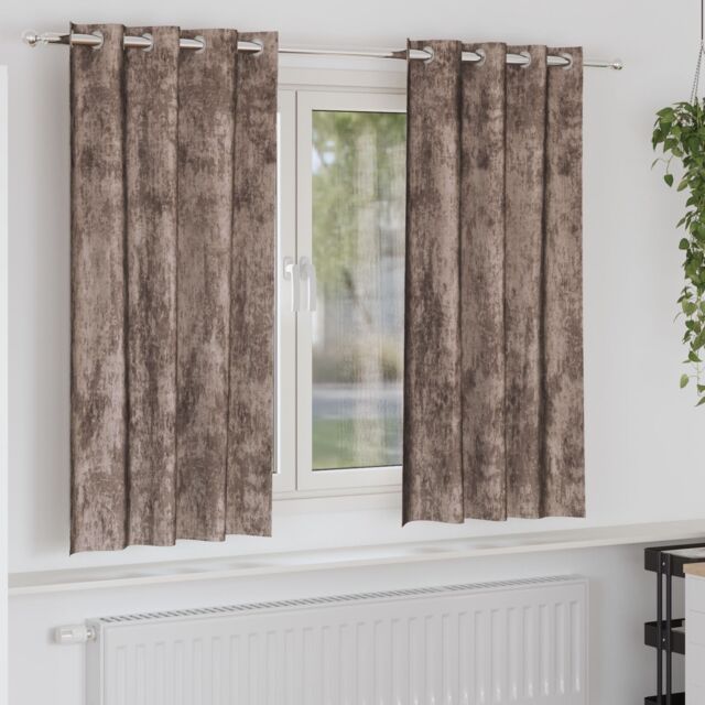 Berkfield Home Grommet Curtains Cappuccino Polyester 140 x 175 cm in Brown - image 1
