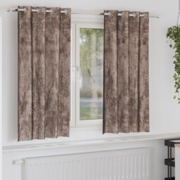 Berkfield Home Grommet Curtains Cappuccino Polyester 140 x 175 cm in Brown