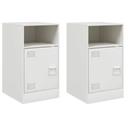 Berkfield Home Bedside Cabinets 2 pcs White 34.5x39x62 cm Steel - thumbnail 1