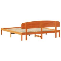 Berkfield Home Modern Bed Frame with Headboard Wax Brown 180x200 cm Solid Wood Pine - thumbnail 7